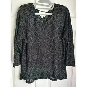 Two by Vince Camuto Black Knit Blouse Medium Womens